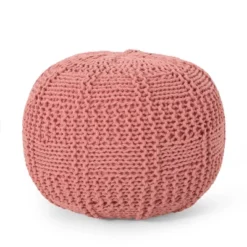 Hortense Modern Knitted Cotton Round Pouf - Christopher Knight Home -Furniture Promotion Series GUEST 0134988a f1db 4b1a 8391 411f0b012091