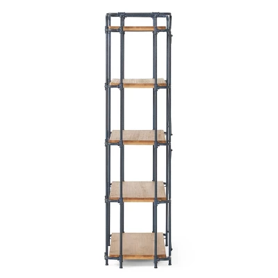 Yorktown 66.75" 5-Shelf Industrial Bookcase Brown - Christopher Knight Home 3 Yorktown 66.75" 5-Shelf Industrial Bookcase Brown - Christopher Knight Home - Image 3