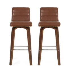 2pc Hargis Mid Century Modern Channel Stitch Bentwood Swivel Counter Height Barstools - Christopher Knight Home -Furniture Promotion Series GUEST 05663b97 98fe 4d0d b2d6 44f8a984b198
