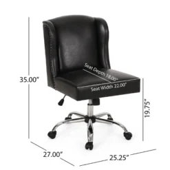 Bergen Contemporary Wingback Swivel Office Chair Midnight Black/Chrome - Christopher Knight Home -Furniture Promotion Series GUEST 060bfe26 d7bd 4b87 8970 cfdbdba612bb