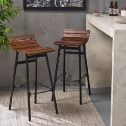 Set Of 2 Pepperwood Wooden Barstool - Christopher Knight Home