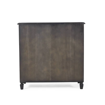 Newell Rustic Acacia Wood And Cane 3 Drawer Dresser Dark Gray - Christopher Knight Home 4 Newell Rustic Acacia Wood And Cane 3 Drawer Dresser Dark Gray - Christopher Knight Home - Image 4