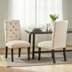 Set Of 2 Berlin Tufted Fabric Dining Chair Natural - Christopher Knight Home -Furniture Promotion Series GUEST 0db9eb6c 7150 47dd bf2c e19d7c29ce65