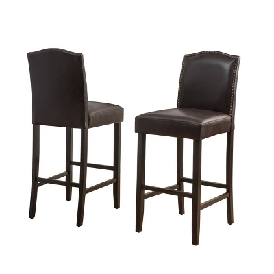 Set Of 2 Darren Contemporary Upholstered Barstools With Nailhead Trim - Christopher Knight Home 4 Set Of 2 Darren Contemporary Upholstered Barstools With Nailhead Trim - Christopher Knight Home - Image 4