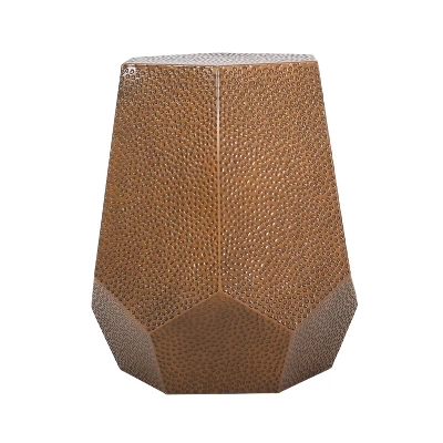 Pamsha Modern Hammered Iron Geometric Brushed Antique Side Table Bronze - Christopher Knight Home 2 Pamsha Modern Hammered Iron Geometric Brushed Antique Side Table Bronze - Christopher Knight Home - Image 2