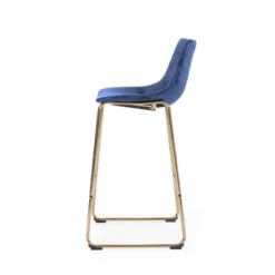 Cedric Modern Glam Velvet Counter Height Barstool Blue/Gold - Christopher Knight Home -Furniture Promotion Series GUEST 1020e77f 1203 4981 944d 4f183a2c0d30