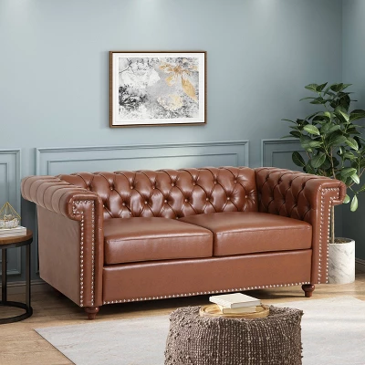 Brinkhaven Contemporary Button Tufted Loveseat With Nailhead Trim - Christopher Knight Home 1 Brinkhaven Contemporary Button Tufted Loveseat With Nailhead Trim - Christopher Knight Home