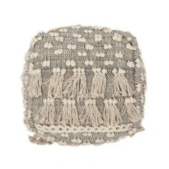 Hawley Handcrafted Boho Fabric Cube Pouf With Tassels Ivory - Christopher Knight Home -Furniture Promotion Series GUEST 114c8768 5992 4d0b b5f6 6225ae06e6c2