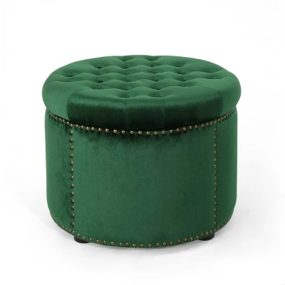 Tiernan Glam Velvet Tufted Ottoman - Christopher Knight Home 6 Tiernan Glam Velvet Tufted Ottoman - Christopher Knight Home - Image 6