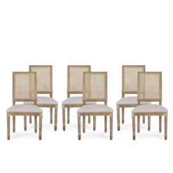Set Of 6 Regina French Country Wood And Cane Upholstered Dining Chairs - Christopher Knight Home -Furniture Promotion Series GUEST 16ab1708 a0b3 4aae 8934 8861afe03b28