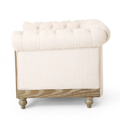 Castalia Chesterfield Tufted Fabric Club Chair With Nailhead Trim - Christopher Knight Home 3 Castalia Chesterfield Tufted Fabric Club Chair With Nailhead Trim - Christopher Knight Home - Image 3