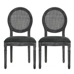 2pk Aquilla French Country Wood And Cane Upholstered Dining Chairs - Christopher Knight Home -Furniture Promotion Series GUEST 19130bc2 bfe6 4b98 9945 ce983685e3ac
