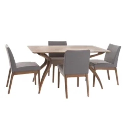 5pc Kwame 60" Curved Leg Dining Set - Christopher Knight Home -Furniture Promotion Series GUEST 1b203fa5 58ae 40ec b4e6 50c1c002b3b8