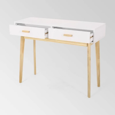 Pickford Mid-Century Modern 2 Drawer Console Table Matte White - Christopher Knight Home 2 Pickford Mid-Century Modern 2 Drawer Console Table Matte White - Christopher Knight Home - Image 2