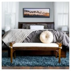 Nelson Wood Bench With Cushion Mahogany - Christopher Knight Home