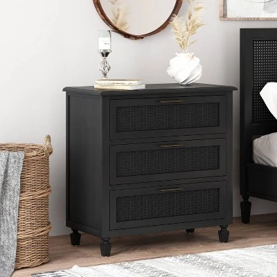 Newell Rustic Acacia Wood And Cane 3 Drawer Dresser Dark Gray - Christopher Knight Home 1 Newell Rustic Acacia Wood And Cane 3 Drawer Dresser Dark Gray - Christopher Knight Home