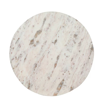 Lenhart Modern Glam Handcrafted Marble Top Aluminum Side Table Nickel/White - Christopher Knight Home 2 Lenhart Modern Glam Handcrafted Marble Top Aluminum Side Table Nickel/White - Christopher Knight Home - Image 2