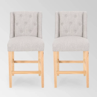 Set Of 2 Landria Button Tufted Wingback Counter Height Barstools - Christopher Knight Home 8 Set Of 2 Landria Button Tufted Wingback Counter Height Barstools - Christopher Knight Home - Image 8