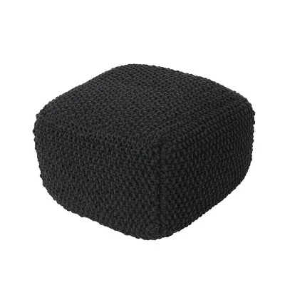 Hollis Knitted Cotton Square Pouf - Christopher Knight Home 4 Hollis Knitted Cotton Square Pouf - Christopher Knight Home - Image 4