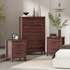 3pc Olimont Contemporary Dresser And Nightstand Set Walnut - Christopher Knight Home -Furniture Promotion Series GUEST 27d00186 ce46 4319 94b2 d6e74fea92b6