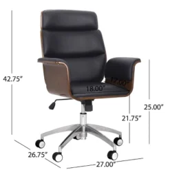 Cannonade Mid-Century Modern Swivel Office Chair Black/Walnut - Christopher Knight Home -Furniture Promotion Series GUEST 28894c7a 5b49 4086 9e24 df44d82718a7