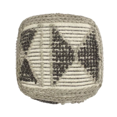 Tamsin Boho Handcrafted Cube Pouf Gray/Ivory - Christopher Knight Home 1 Tamsin Boho Handcrafted Cube Pouf Gray/Ivory - Christopher Knight Home
