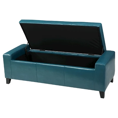 Guernsey Faux Leather Storage Ottoman Bench Teal - Christopher Knight Home 1 Guernsey Faux Leather Storage Ottoman Bench Teal - Christopher Knight Home