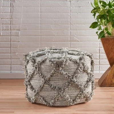 Jucar Handcrafted Boho Fabric Cube Pouf - Christopher Knight Home 1 Jucar Handcrafted Boho Fabric Cube Pouf - Christopher Knight Home
