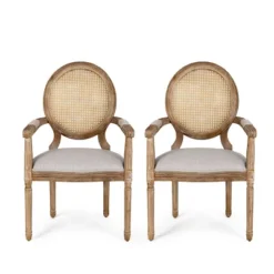 Set Of 2 Judith French Country Wood And Cane Upholstered Dining Chairs - Christopher Knight Home -Furniture Promotion Series GUEST 2c59c3e5 33ce 4547 a3fa 43c58b06465c