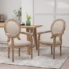 Set Of 2 Judith French Country Wood Upholstered Dining Chairs - Christopher Knight Home
