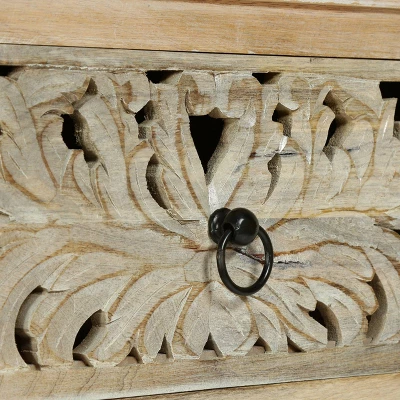 Horeb Boho Handcrafted Mango Wood 3 Drawer Sideboard Antique White - Christopher Knight Home 2 Horeb Boho Handcrafted Mango Wood 3 Drawer Sideboard Antique White - Christopher Knight Home - Image 2