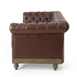 Castalia Chesterfield Tufted 3 Seater Sofa With Nailhead Trim Dark Brown/Natural - Christopher Knight Home -Furniture Promotion Series GUEST 2ec34203 f020 47f9 bd5c 934690e85999