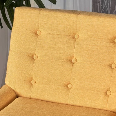 Eilidh Mid Century Tufted Accent Chair Muted Yellow - Christopher Knight Home 2 Eilidh Mid Century Tufted Accent Chair Muted Yellow - Christopher Knight Home - Image 2