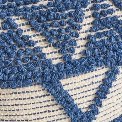 Azelea Boho Ottoman Pouf Blue/White - Christopher Knight Home 2 Azelea Boho Ottoman Pouf Blue/White - Christopher Knight Home - Image 2