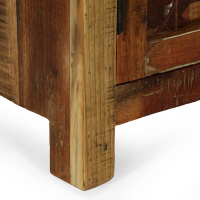 Greenler Boho Handcrafted 2 Door Wood Sideboard Natural/Multi Colored - Christopher Knight Home 10 Greenler Boho Handcrafted 2 Door Wood Sideboard Natural/Multi Colored - Christopher Knight Home - Image 10