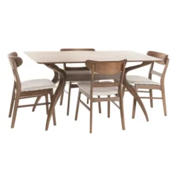 5pc 60" Idalia Mid-Century Modern Dining Set - Christopher Knight Home -Furniture Promotion Series GUEST 3710e4e2 4351 434d 9895 2ebc825b8e15