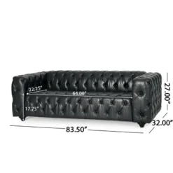 Sagewood Contemporary Faux Leather Tufted 3 Seater Sofa Midnight Black/Dark Brown - Christopher Knight Home -Furniture Promotion Series GUEST 379a548f 42af 4d2b bceb 1da36fc97cd1