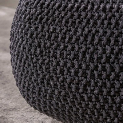 Hollis Knitted Cotton Square Pouf - Christopher Knight Home 2 Hollis Knitted Cotton Square Pouf - Christopher Knight Home - Image 2