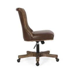 Coulee Contemporary Upholstered Roll Back Swivel Office Chair Dark Brown/Natural - Christopher Knight Home -Furniture Promotion Series GUEST 3bfb8dc1 9bd2 4530 a813 0a3e59ca7a35