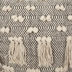 Hawley Handcrafted Boho Fabric Cube Pouf With Tassels Ivory - Christopher Knight Home -Furniture Promotion Series GUEST 3c0fab5e fbf2 46c3 9004 99e42056e7b2