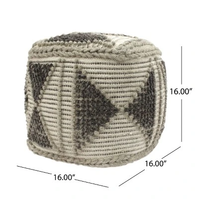 Tamsin Boho Handcrafted Cube Pouf Gray/Ivory - Christopher Knight Home 7 Tamsin Boho Handcrafted Cube Pouf Gray/Ivory - Christopher Knight Home - Image 7