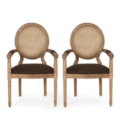 Set Of 2 Judith French Country Wood And Cane Upholstered Dining Chairs - Christopher Knight Home -Furniture Promotion Series GUEST 3cd257ca ba10 4ef0 90fc 2d9940dbb920