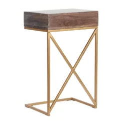 Bucyrus Rustic Glam Handcrafted Acacia Wood C Shaped Side Table Dark Brown/Gold - Christopher Knight Home -Furniture Promotion Series GUEST 4028a3c5 68c9 4450 821f ee1f6f659379