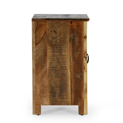 Greenler Boho Handcrafted 2 Door Wood Sideboard Natural/Multi Colored - Christopher Knight Home 5 Greenler Boho Handcrafted 2 Door Wood Sideboard Natural/Multi Colored - Christopher Knight Home - Image 5