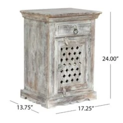 Tijeras Handcrafted Boho Mango Wood Nightstand Distressed White - Christopher Knight Home -Furniture Promotion Series GUEST 4466248a 69ce 4910 804e 76cdbde65287