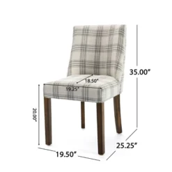2pk Harman Contemporary Upholstered Plaid Dining Chairs Gray/Light Beige/Brown - Christopher Knight Home -Furniture Promotion Series GUEST 44f83184 b26d 4d60 996b e440176cff87