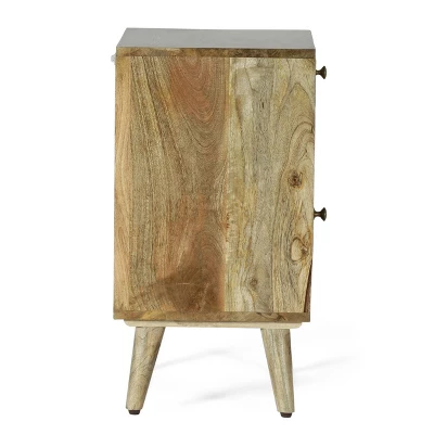 Lytle Boho Handcrafted Mango Wood Nightstand With Storage Natural - Christopher Knight Home 5 Lytle Boho Handcrafted Mango Wood Nightstand With Storage Natural - Christopher Knight Home - Image 5