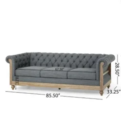 Saragus Chesterfield Tufted 3 Seater Sofa With Nailhead Trim Charcoal/Dark Brown - Christopher Knight Home -Furniture Promotion Series GUEST 4712abc4 75b6 4b30 9b2c 01a26ac3a356