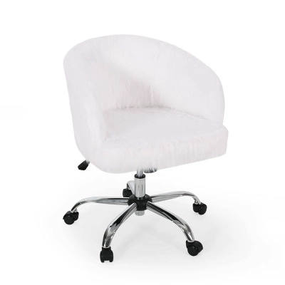 Syosset Modern Glam Swivel Office Chair White/Silver - Christopher Knight Home 2 Syosset Modern Glam Swivel Office Chair White/Silver - Christopher Knight Home - Image 2