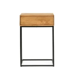 Gaudet Modern Industrial Handmade Mango Wood C Shaped Side Table With Drawer Natural/Black - Christopher Knight Home -Furniture Promotion Series GUEST 4e690897 612d 4b5e bcb2 74f32d704d5c